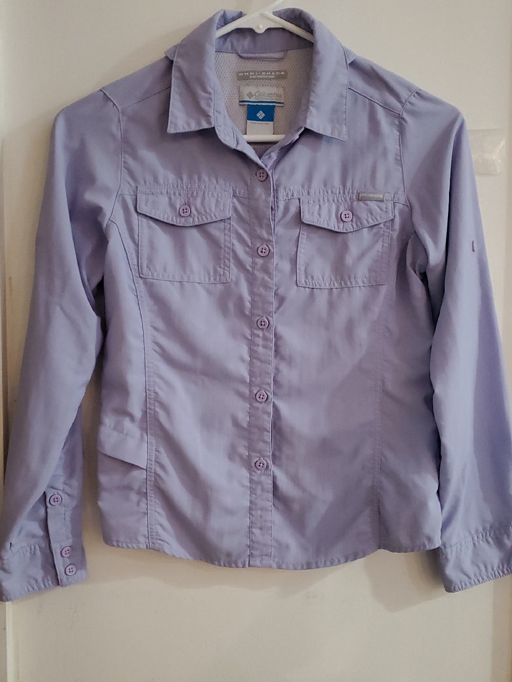 Girl's Columbia Omni Shade Sun Shirt Button Front Long Sleeves Size M 10/12